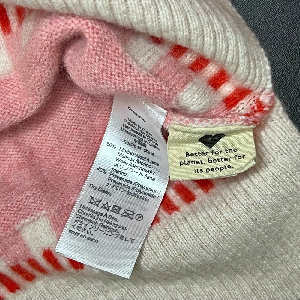 Madewell Fair Isle Mayer Pullover Sweater Pink Red White Womens Size M Cozy Knit - Picture 13 of 15